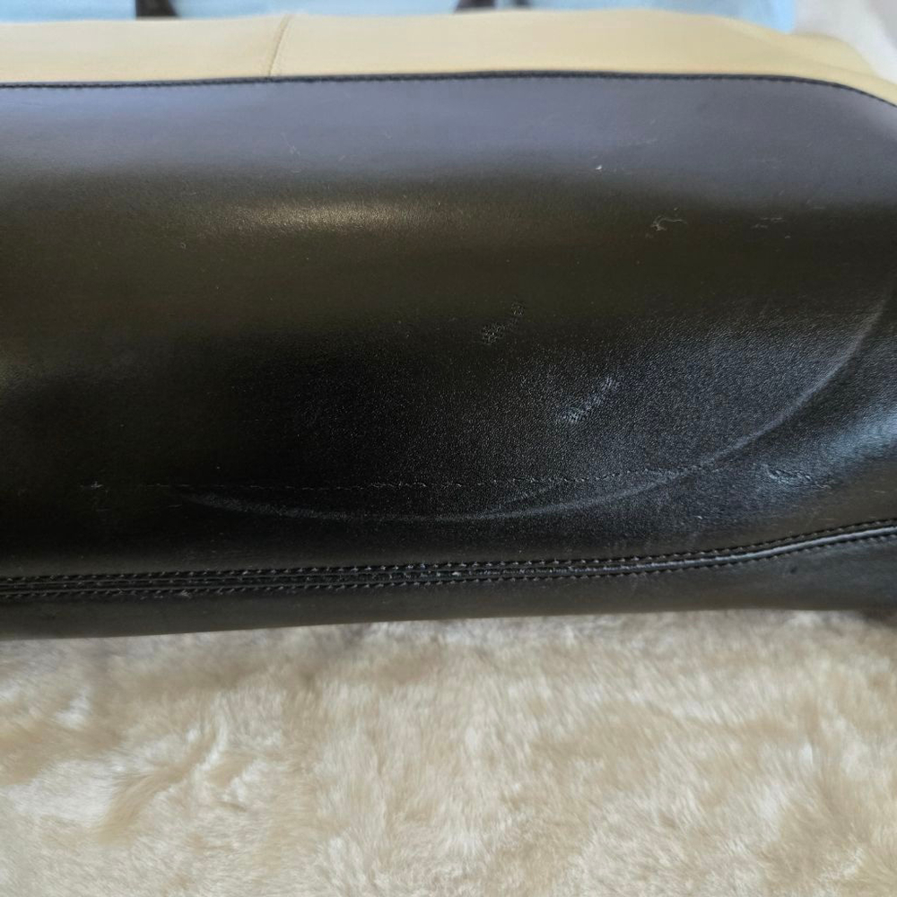 Vintage Furla Two Toned Cream & Black Leather "Doctors" Satchel Handbag - Picture 6 of 15